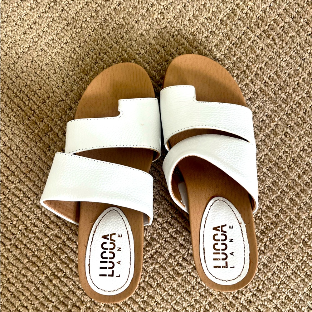 White Lucca Lane 2inch heel sandals
